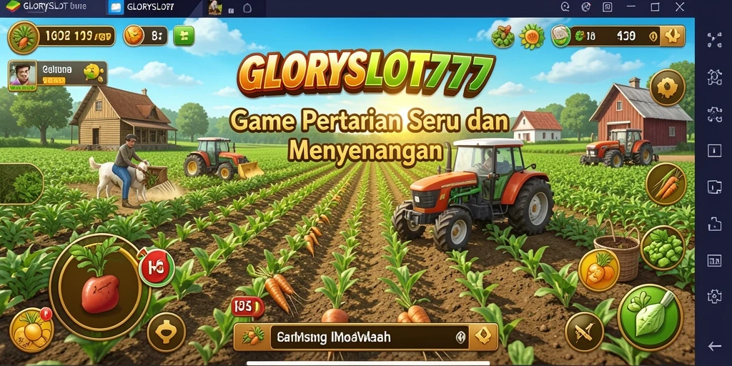 Tampilan gameplay seru GLORYSLOT777 saat mengelola lahan pertanian.