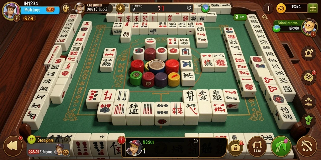 Tampilan gameplay menarik dari IN1234 dengan fitur Mahjong yang dinamis.