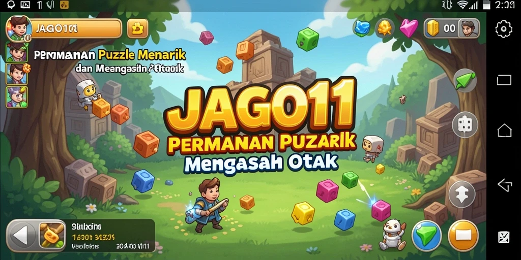 Screenshot utama JAGO11 memperlihatkan gameplay Puzzle yang seru.