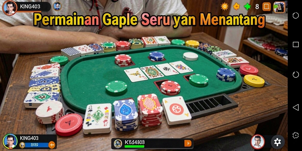 Tampilan menarik dari gameplay Gaple dalam KING403.