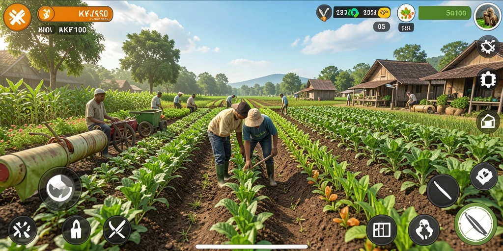 Screenshot utama KPK100 menampilkan gameplay bertani yang menarik dan dinamis.