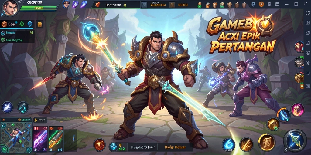 Tampilan aksi seru dalam game MOBA OBOR138.