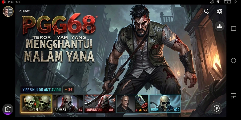 Tampilan gameplay PGG68 yang mencekam dan menakutkan di malam hari.